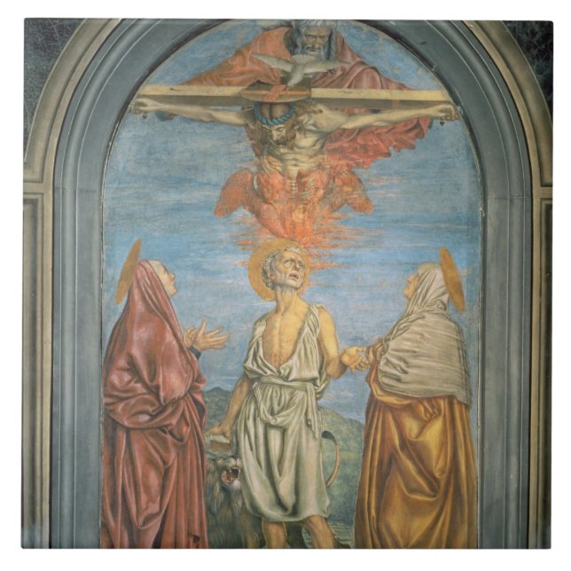 Azulejo De Cerâmica Trindade santamente com St Jerome (fresco) (Frente)