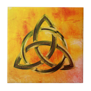 Azulejo De Cerâmica Trinity Knot Celtic Orange Vintage Fire
