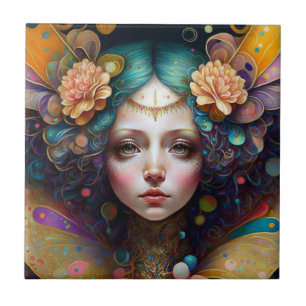 Azulejo De Cerâmica Trippy Fairy Fantasy Art