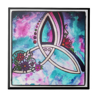 Azulejo De Cerâmica Triquetra Celular com Aquarela Brilhante