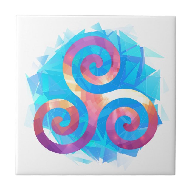 Azulejo De Cerâmica Triskel bretão brilhante (Frente)