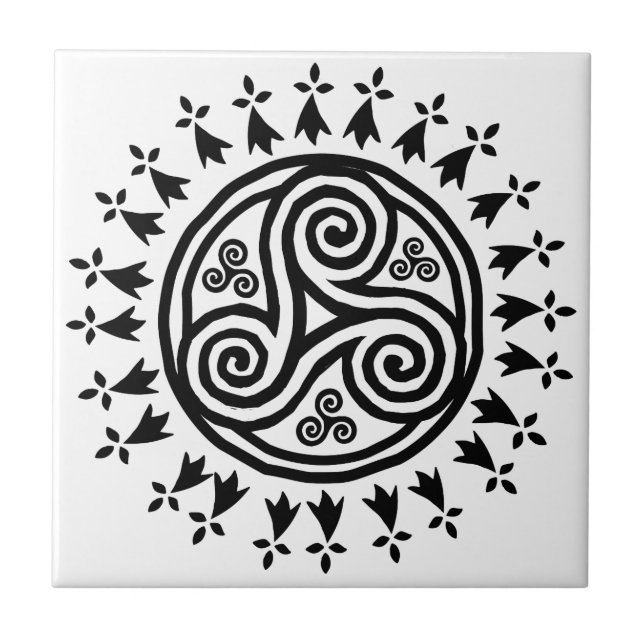 Azulejo De Cerâmica Triskel & hermines bretães (Frente)