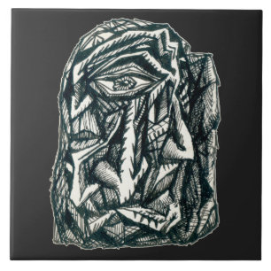 Azulejo De Cerâmica Triumvirato, desenho a tinta