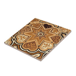 Azulejo De Cerâmica Trivet/Azulejo do Coração Folk Brown