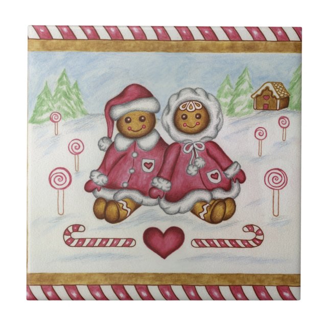 Azulejo De Cerâmica Trivet da Cozinha Gingerpão (Frente)