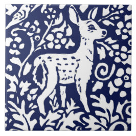 Azulejo De Cerâmica Trivet de Animais da Floresta marinho Azul Branco