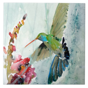 Azulejo De Cerâmica Trivet de Hummingbird e Snapdragon