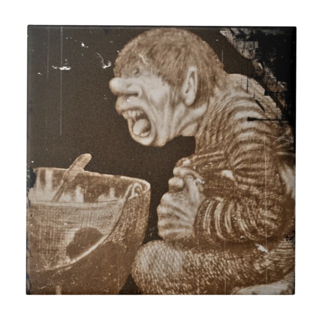 Azulejo De Cerâmica Troll com o Giant Cauldron (Frente)