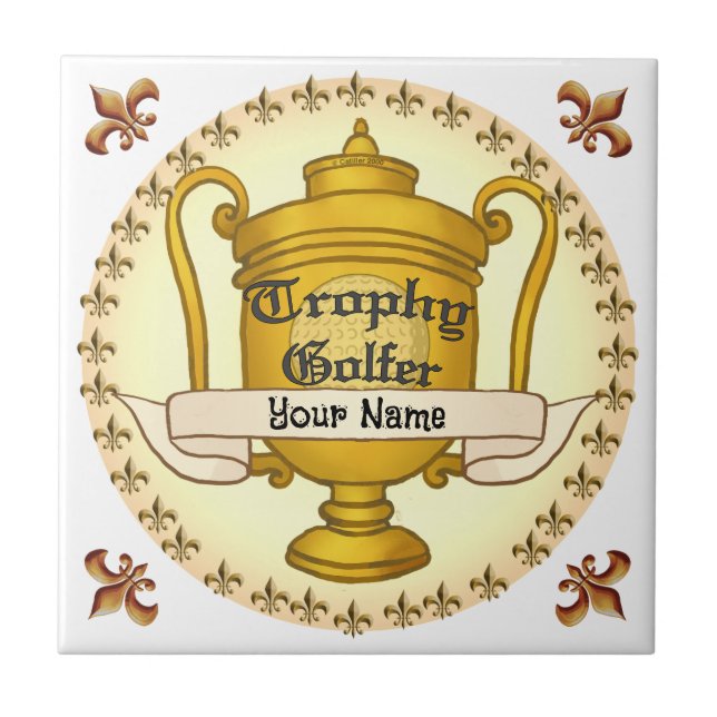 Azulejo De Cerâmica Trophy Golfer (Frente)