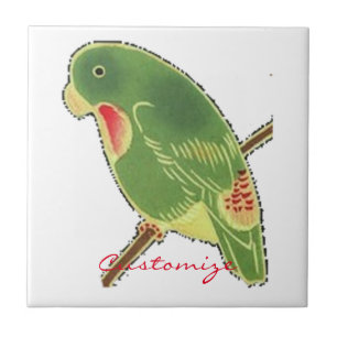 Azulejo De Cerâmica Tropical Green Parakeet Thunder_Cove
