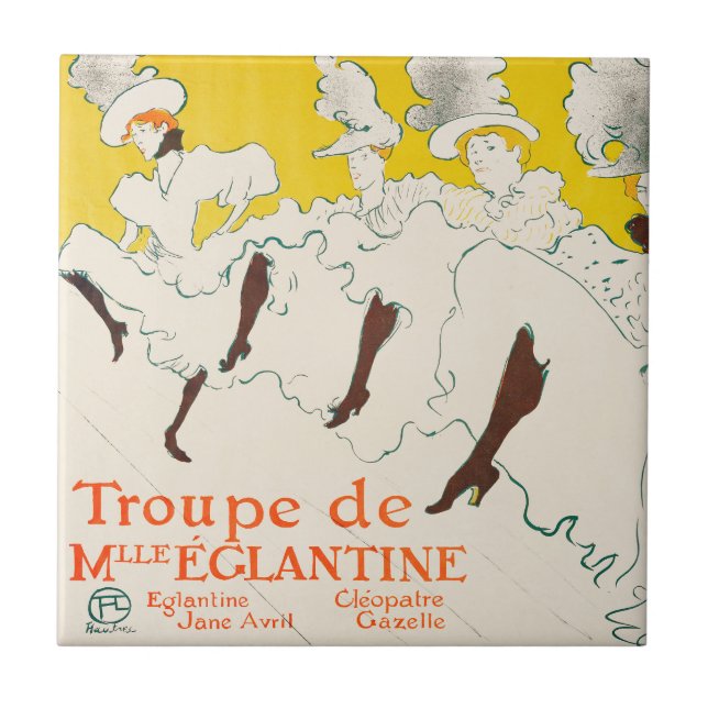 Azulejo De Cerâmica Troupe de Mademoiselle Eglantine, Toulouse Lautrec (Frente)