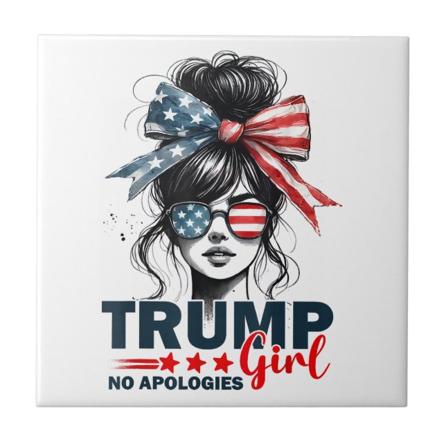 Azulejo De Cerâmica Trump Girl Sem Desculpas, Bun Sunglass Trump (Frente)
