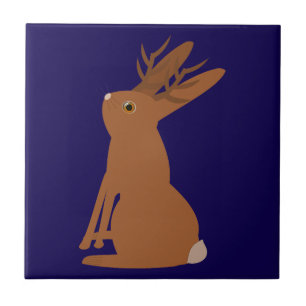 Azulejo De Cerâmica Truque ou tratamento de Jackalope do Halloween