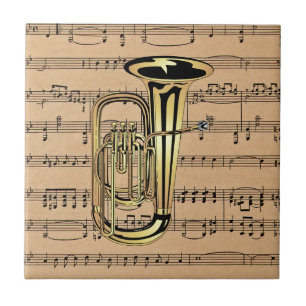 Azulejo De Cerâmica Tuba ~ Com Fundo de Partitura