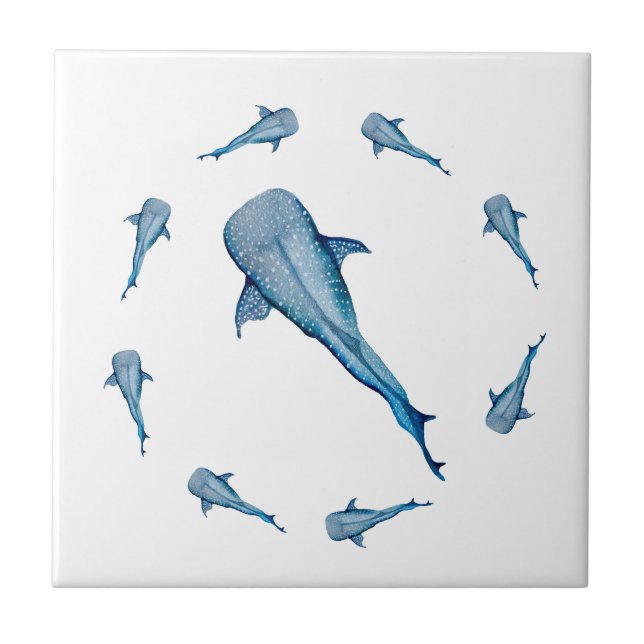 Azulejo De Cerâmica Tubarão-baleia-aquarela (Frente)