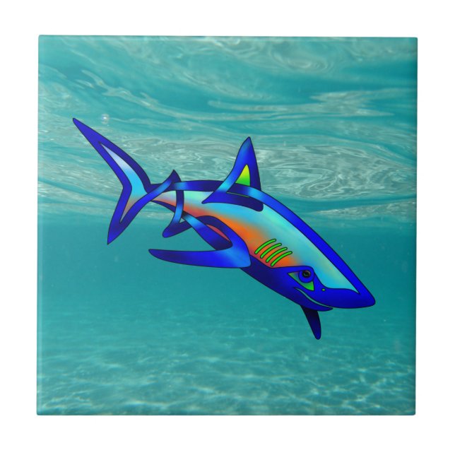 Azulejo De Cerâmica Tubarão da piscina (Frente)
