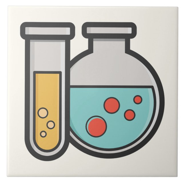 Azulejo De Cerâmica Tubo de teste de química e copo (Frente)