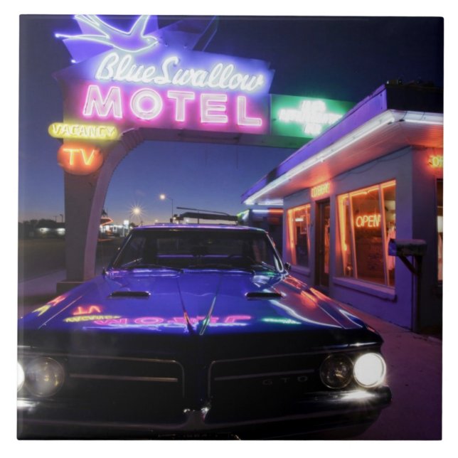 Azulejo De Cerâmica Tucumcari, New mexico, os Estados Unidos. Rota 66 (Frente)