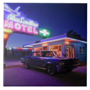 Azulejo De Cerâmica Tucumcari, New mexico, os Estados Unidos. Rota 66