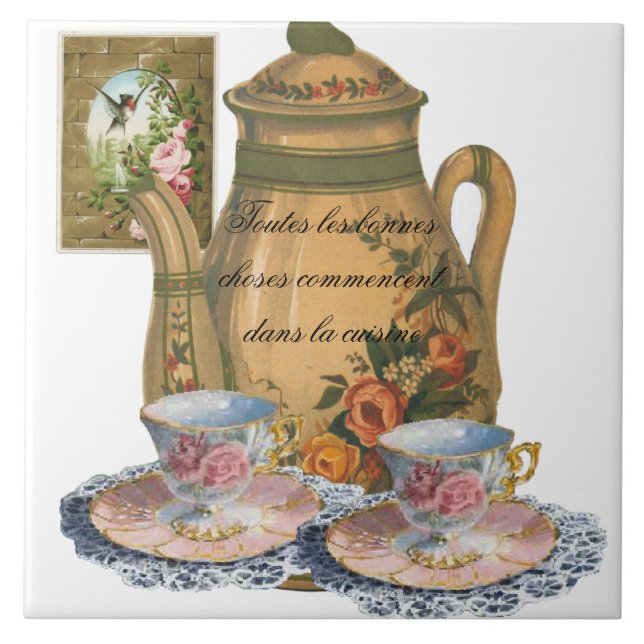 Azulejo De Cerâmica Tudo bem começa na cozinha (Frente)