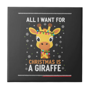 Azulejo De Cerâmica Tudo Que Quero No Natal É Uma Girafa Animal Feio 