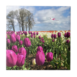 Azulejo De Cerâmica Tulip Field com Kite, Oregon