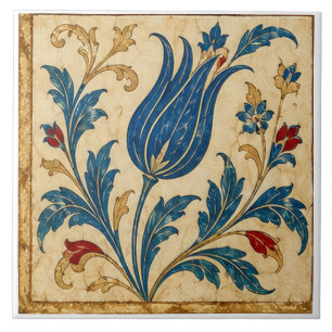 Azulejo De Cerâmica Tulipa Azul Arte Floral Botânica Otomana