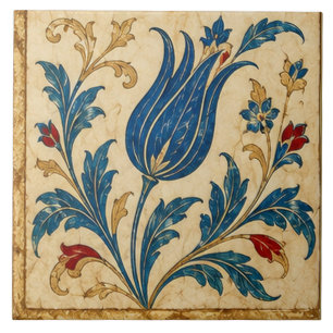 Azulejo De Cerâmica Tulipa Azul Arte Floral Botânica Otomana