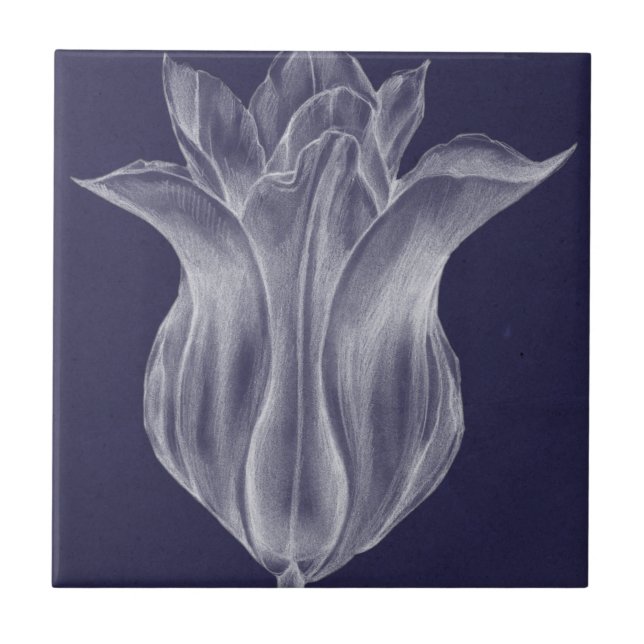 Azulejo De Cerâmica Tulipa monocromática III (Frente)