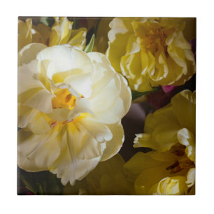 Azulejo De Cerâmica Tulipa Peônia Flor Amarela Elegante, Floral Luxuos