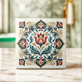 Azulejo De Cerâmica Tulipa turca inspirada no otomano