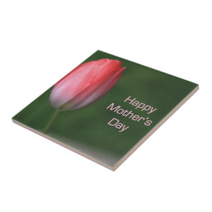 Azulejo De Cerâmica tulipa vermelha, feliz dia das mães