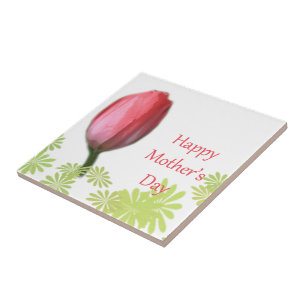 Azulejo De Cerâmica tulipa vermelha, feliz dia das mães