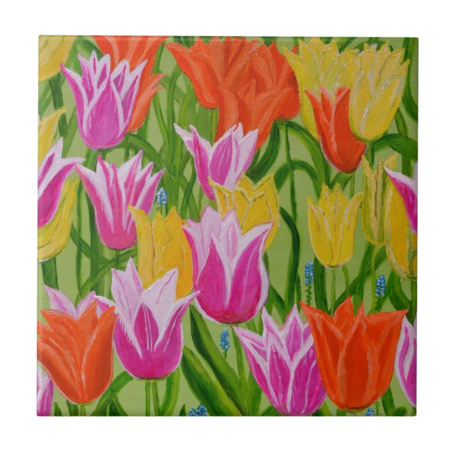 Azulejo De Cerâmica Tulipas (Frente)
