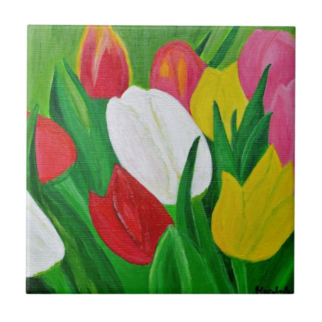 Azulejo De Cerâmica Tulipas 2a (Frente)