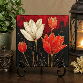 Azulejo De Cerâmica Tulipas Art Déco Ousadas