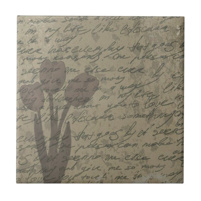 Azulejo De Cerâmica Tulipas do Vintage design (Frente)