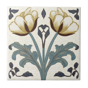 Azulejo De Cerâmica Tulipas em Estilo Art Nouveau