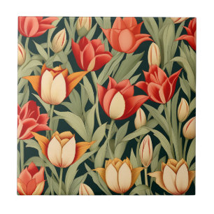 Azulejo De Cerâmica Tulipas Modernas Vibrantes Floral