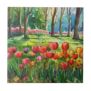 Azulejo De Cerâmica Tulipas no Parque