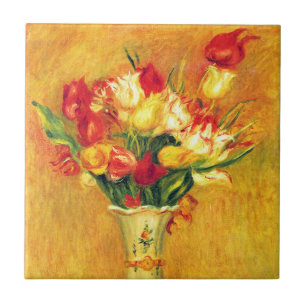 Azulejo De Cerâmica Tulipas por Pierre Renoir, Arte Impressionista Vin