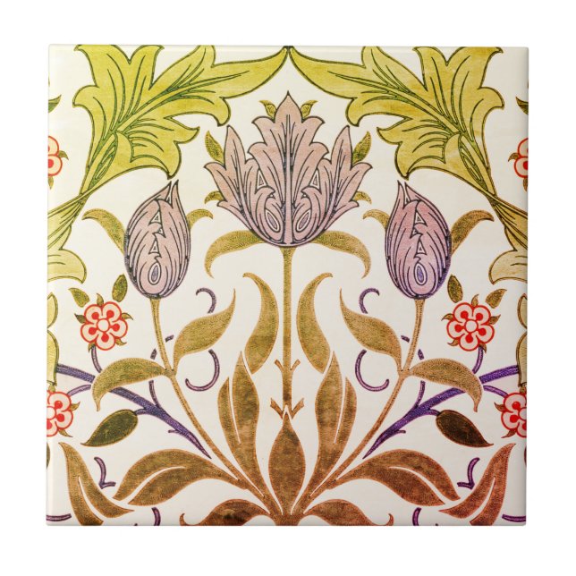 Azulejo De Cerâmica Tulipas William Morris (Frente)