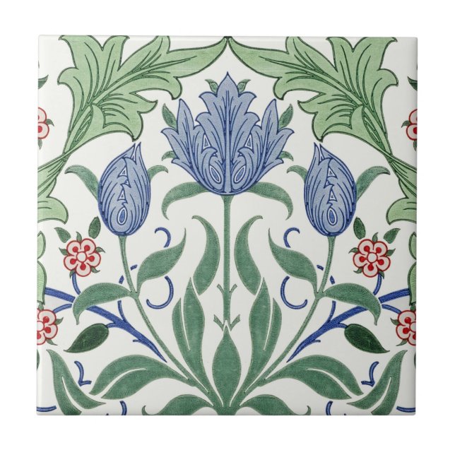 Azulejo De Cerâmica Tulipas William Morris (Frente)