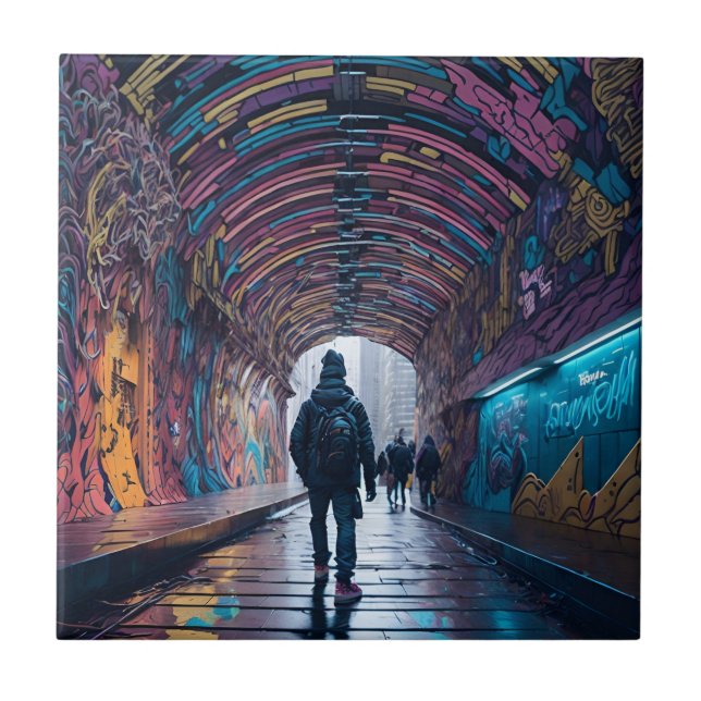 Azulejo De Cerâmica Túnel De grafite De Arte (Frente)