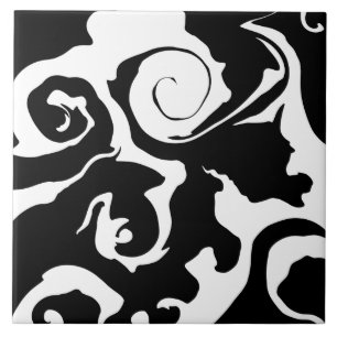 Azulejo De Cerâmica Turbilhão de mármore preto e branco moderno