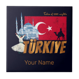 Azulejo De Cerâmica Türkiye Istambul Vintage Flag Turquia Souvenir