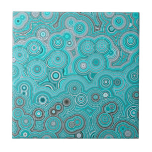 Azulejo De Cerâmica Turquesa Agata Fluxo – Padrão Abstrato Elegante