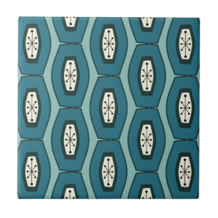 Azulejo De Cerâmica Turquesa Chain Funky do Midcentury