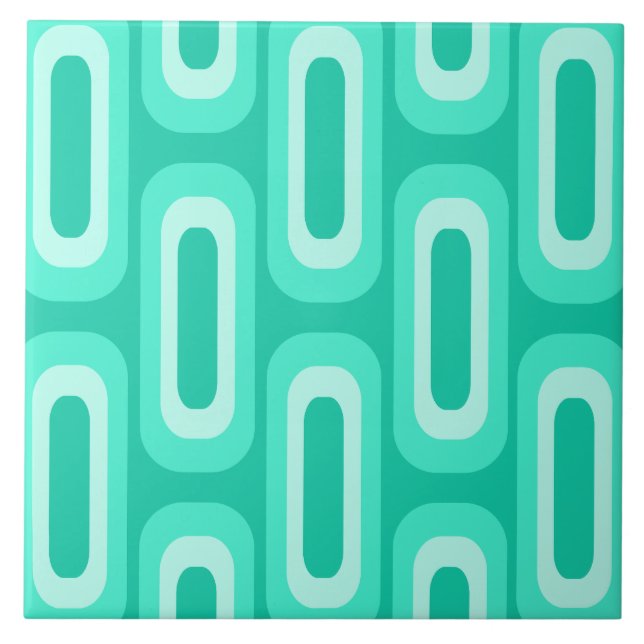 Azulejo De Cerâmica Turquesa das Formas Geométricas do Século Médio (Frente)