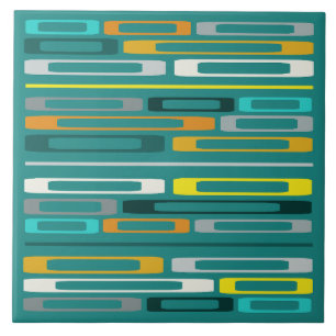 Azulejo De Cerâmica Turquesa das rochas planas retrô-meio século